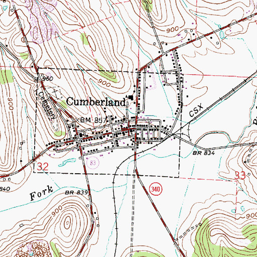 Topographic Map of Cumberland, OH