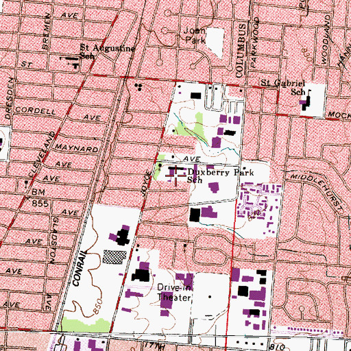 Topographic Map of Duxberry Park School, OH