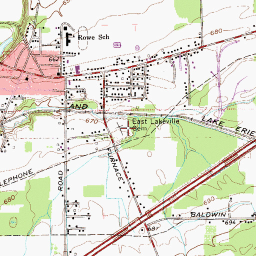 Topographic Map of East Lakeville Cemetery, OH