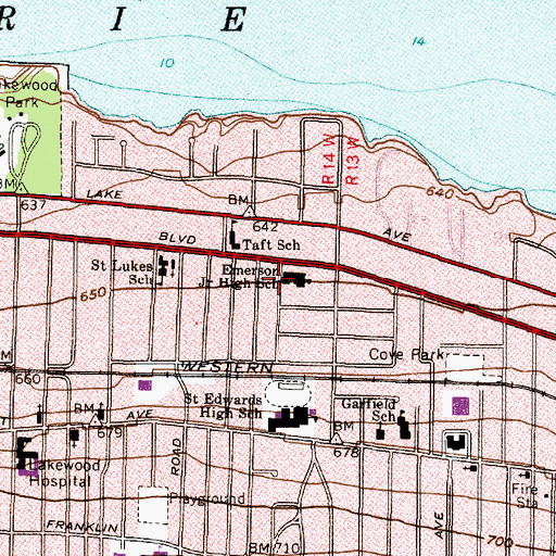 Topographic Map of Emerson Middle School, OH