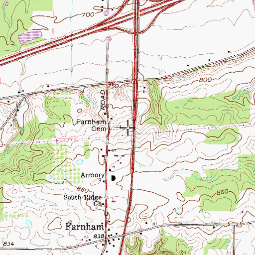 Topographic Map of Farnham Cemetery, OH