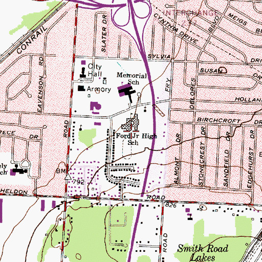 Topographic Map of Ford Intermediate School, OH