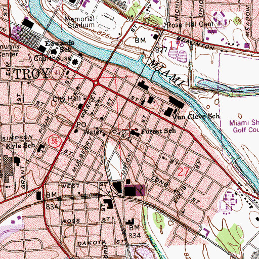 Topographic Map of Forest School, OH