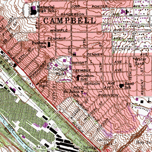 Topographic Map of Gordon School, OH