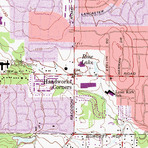 Topographic Map of Handworks Corners, OH