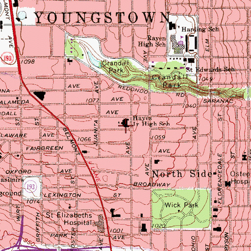 Topographic Map of Hayes Junior High School, OH