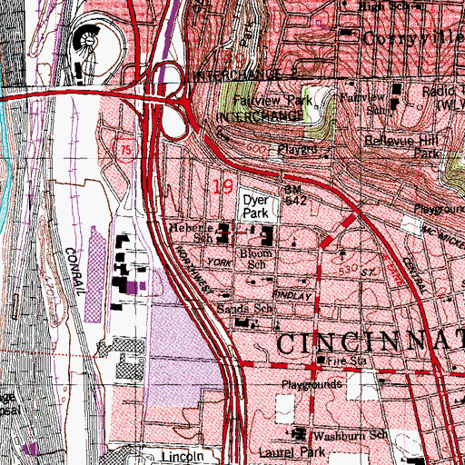 Topographic Map of Heberle Elementary School, OH
