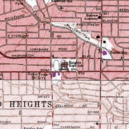 Topographic Map of Cleveland Heights High School, OH