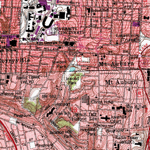 Topographic Map of Inwood Park, OH