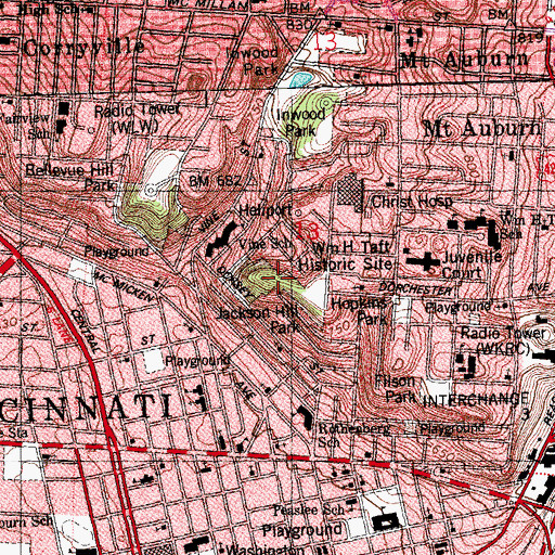 Topographic Map of Jackson Hill Park, OH