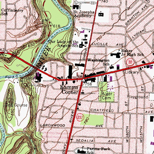Topographic Map of Kamms Corner, OH