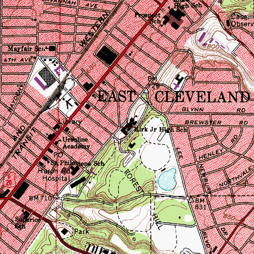 Topographic Map of W H Kirk Middle School (historical), OH