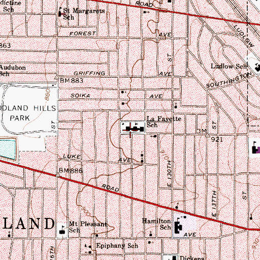 Topographic Map of La Fayette School, OH