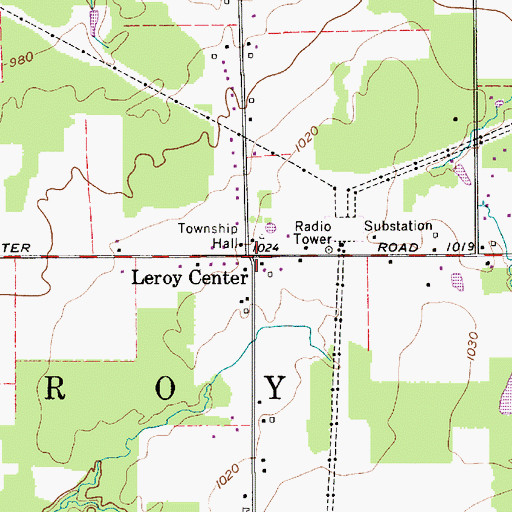 Topographic Map of Leroy Center, OH