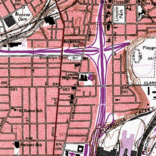 Topographic Map of Luis Munoz Marin School, OH