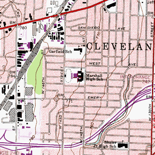 Topographic Map of Marshall High School, OH
