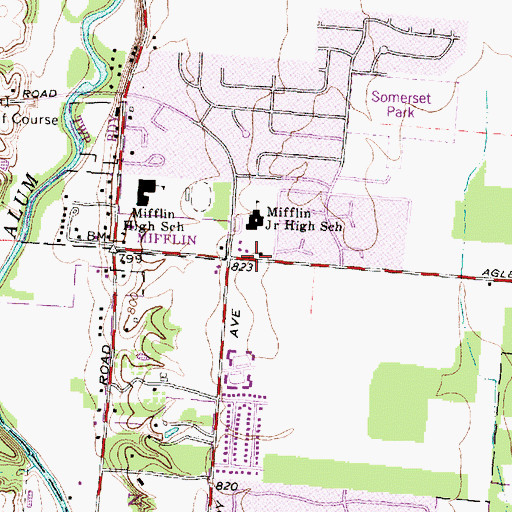Topographic Map of Mifflin Junior High School, OH