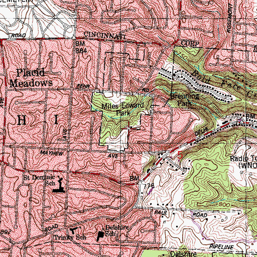 Topographic Map of Miles Edwards Park, OH