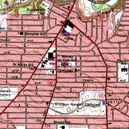 Topographic Map of Mooney Junior High School, OH