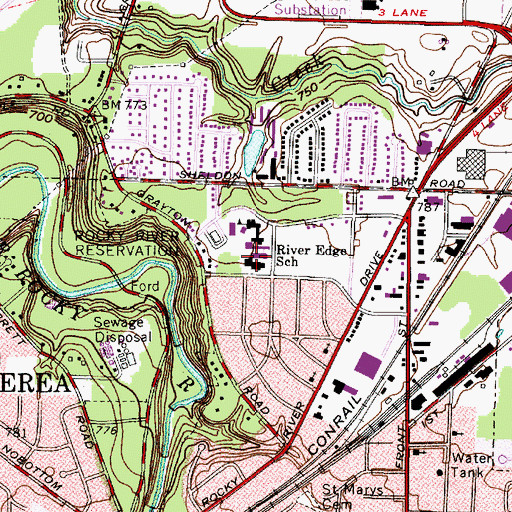 Topographic Map of Riveredge Elementary School, OH