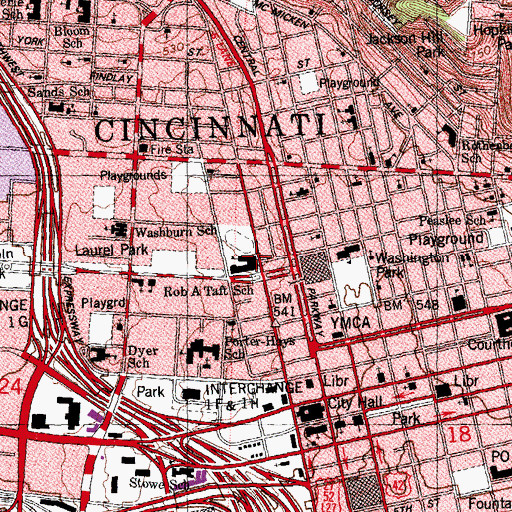 Topographic Map of Robert A Taft Information Technology High School, OH