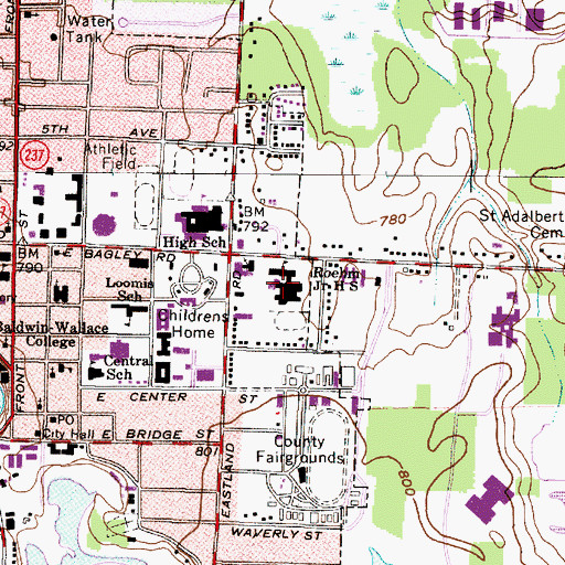 Topographic Map of Fredrick Roehm Middle School, OH