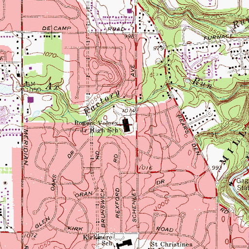 Topographic Map of Rogers Volney Junior High School, OH