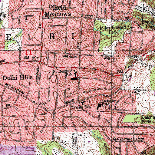 Topographic Map of Saint Dominic School, OH
