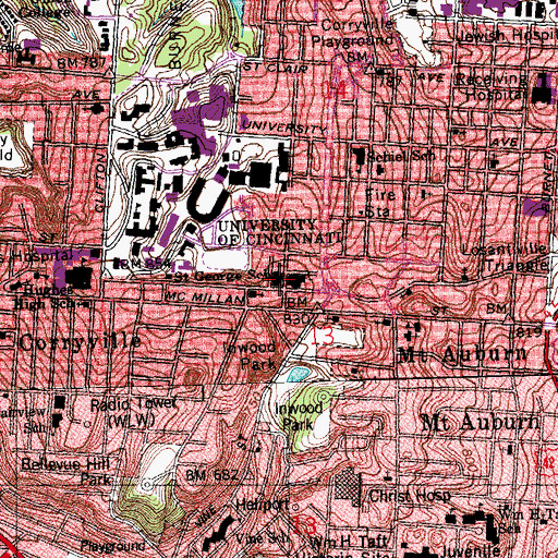 Topographic Map of Saint George School, OH