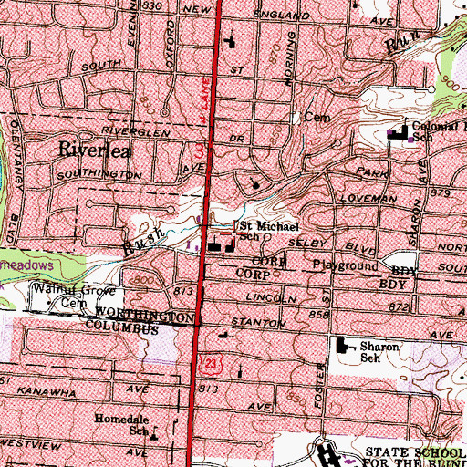 Topographic Map of Saint Michael School, OH