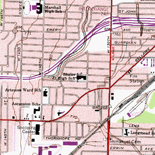 Topographic Map of Shuler Junior High School, OH