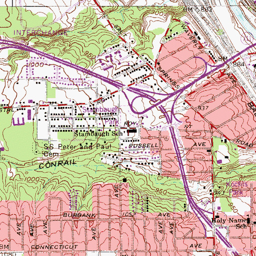 Topographic Map of Stambaugh Transitional School, OH
