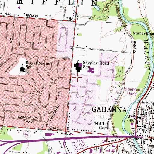 Topographic Map of Stygler Road School, OH