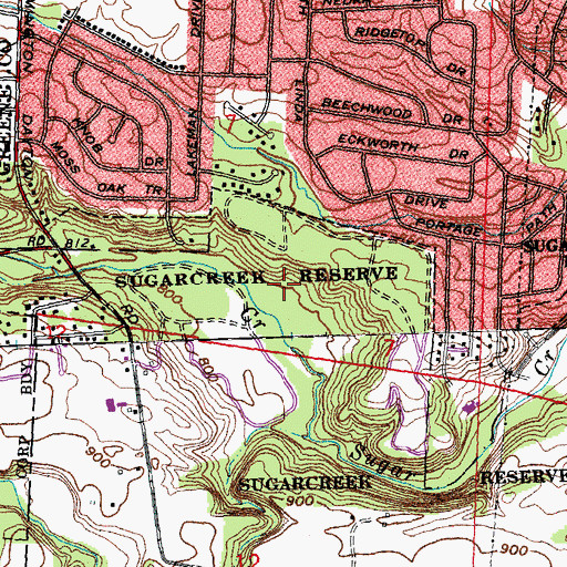 Topographic Map of Sugarcreek Reserve, OH