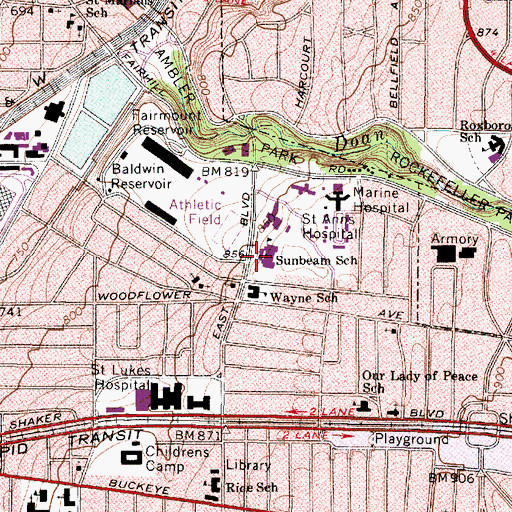Topographic Map of Sunbeam Elementary School, OH