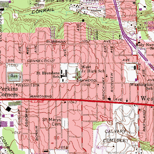 Topographic Map of West Junior High School, OH