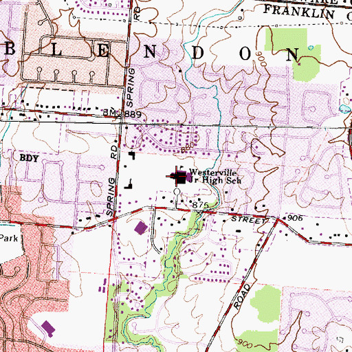 Topographic Map of Westerville Junior High School, OH