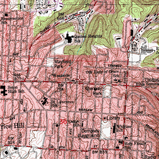 Topographic Map of Westside Baptist Church, OH