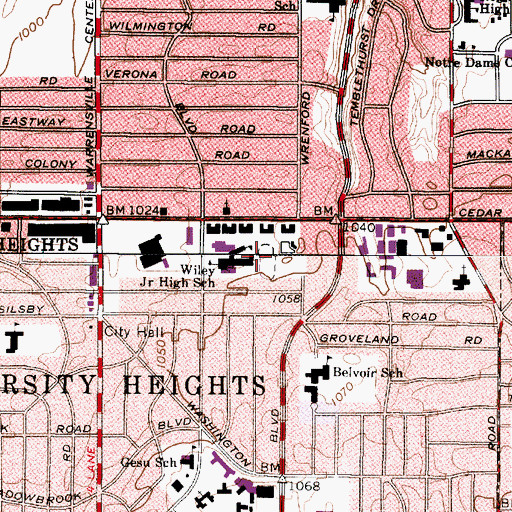 Topographic Map of Frank L Wiley Middle School, OH