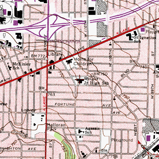 Topographic Map of Wright Junior High School, OH