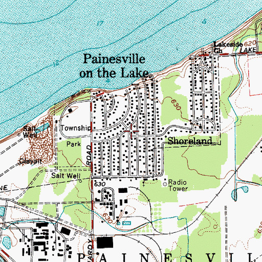 Topographic Map of Shoreland, OH