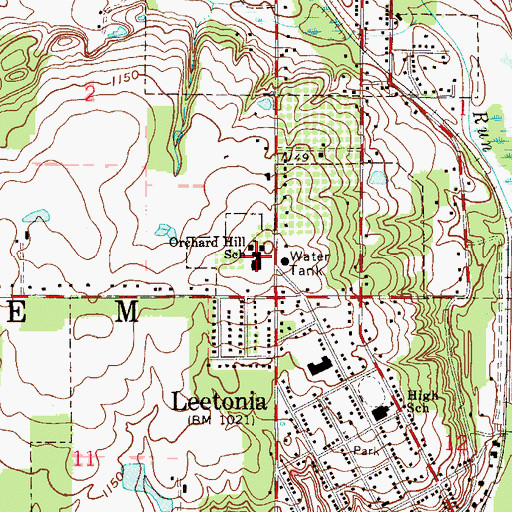 Topographic Map of Orchard Hill Elementary School, OH