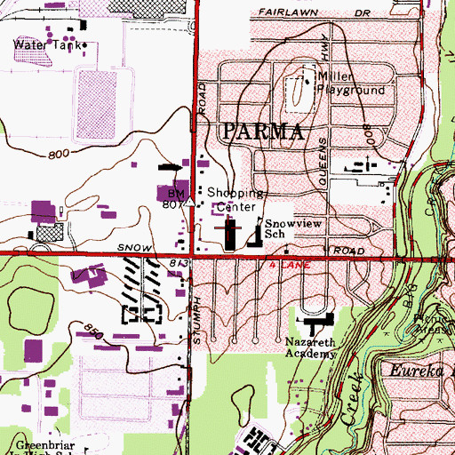 Topographic Map of Snowville Shopping Center, OH