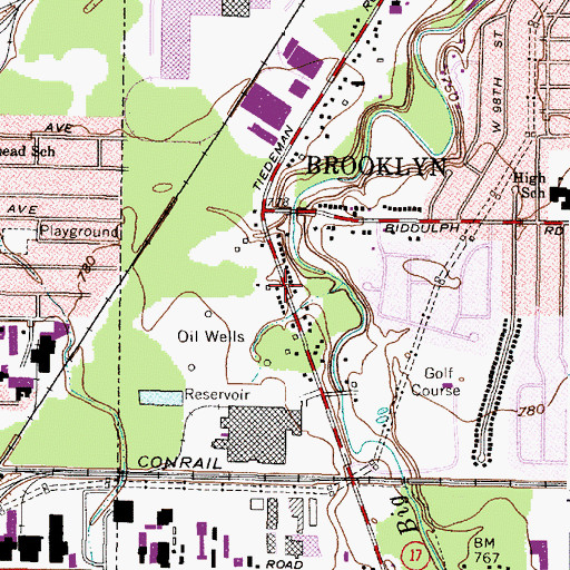 Topographic Map of Interchange 13, OH