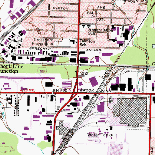 Topographic Map of Interchange 12B, OH