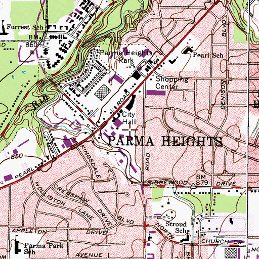 Topographic Map of Yorktown Green Park, OH