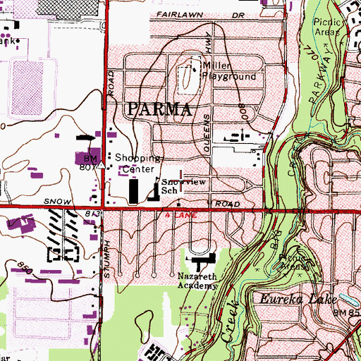 Topographic Map of James Hanna Park, OH