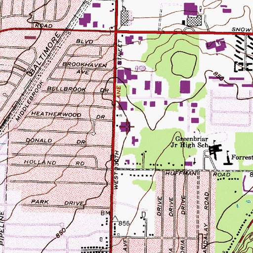 Topographic Map of Parma Developmental Center School, OH