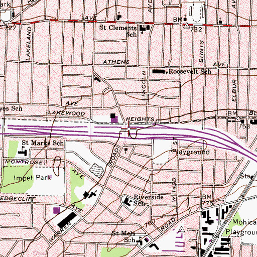 Topographic Map of Interchange 165, OH