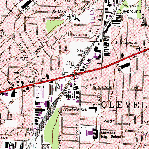 Topographic Map of Westpark, OH